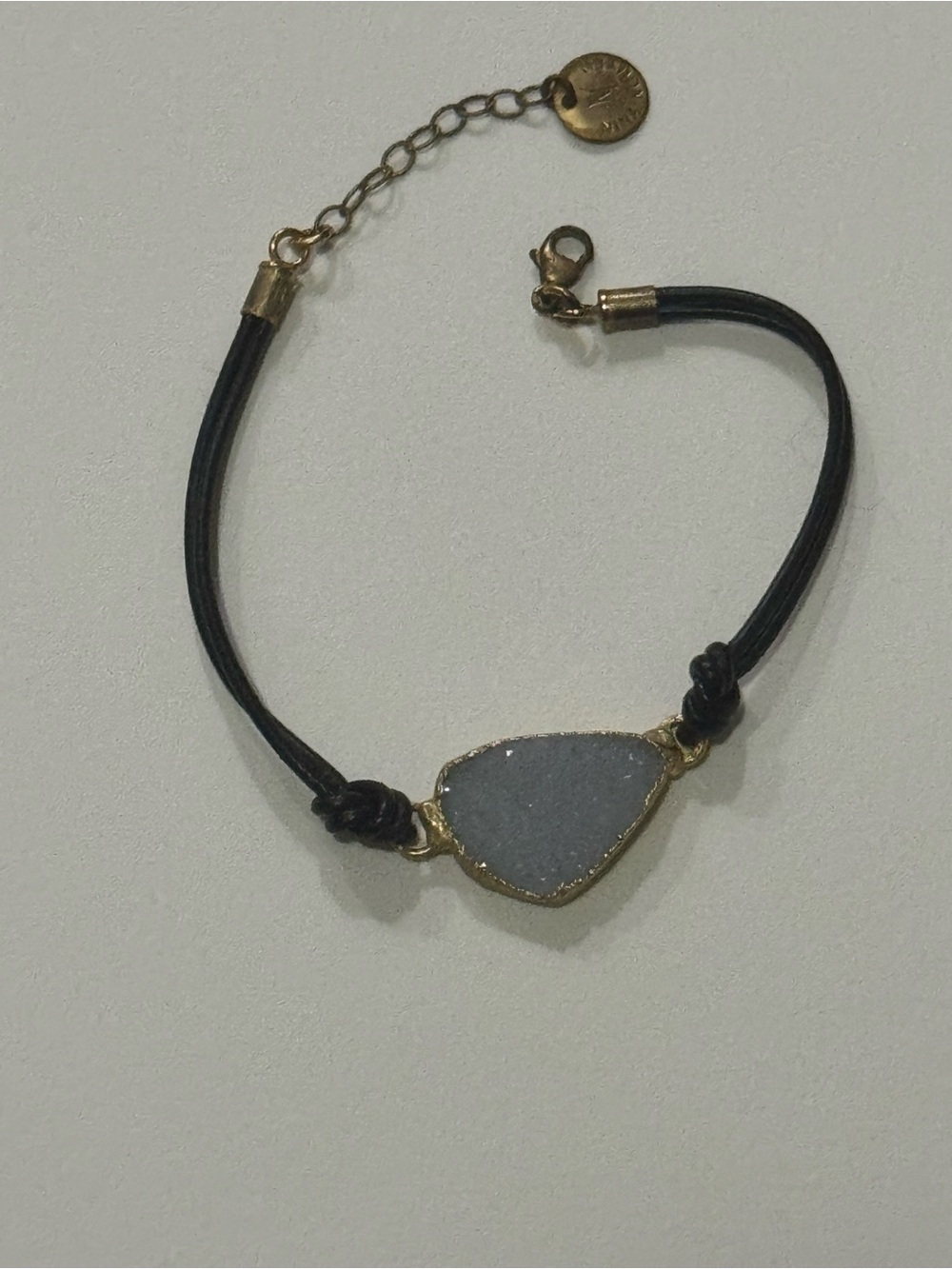 Nina Nguyen Druzy Sterling 22K Gold Vermeil Leather Bracelet